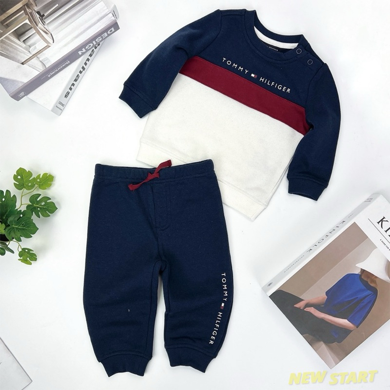 【New START精品服飾-員林】現貨免運 Tommy Hilfiger 小童 經典撞色 大學T 長褲 套裝 童裝