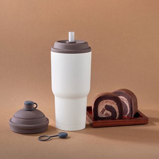 免運 臺灣製 YCCT速吸杯2代900ml(內膽陶瓷層) - 濃茶棕 - 瞬收吸管飲料杯 環保杯 吸管杯 隨行杯 冰霸杯