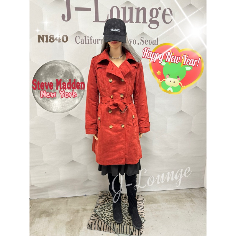 N1840全新Steve Madden 酒紅色麂皮絨風衣外套suede trench coat歐美部落客穿搭