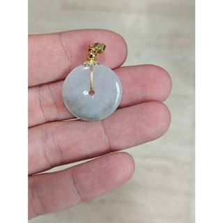 【一方翡翠】緬甸一手貨源-臺灣出貨! #2402038 冰糯種白月光飄蘭花翡翠平安扣掛件項鍊(翡翠A貨-附證書)