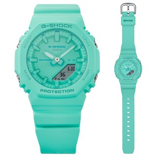 CASIO 卡西歐(GMA-P2100-2A)G-SHOCK x ITZY 迷你 纖薄八角形雙顯錶-綠松藍