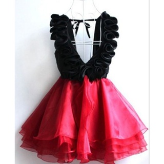 露背洋裝紅色禮服伴娘禮服小洋裝小禮服
