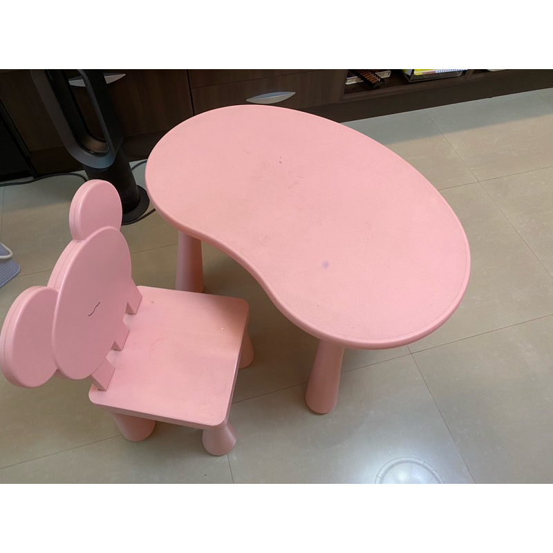 兒童桌椅粉色二手 一組