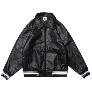 PRETTYNICE Shooter Zip Varsity Jacket-Black 皮衣 夾克 外套