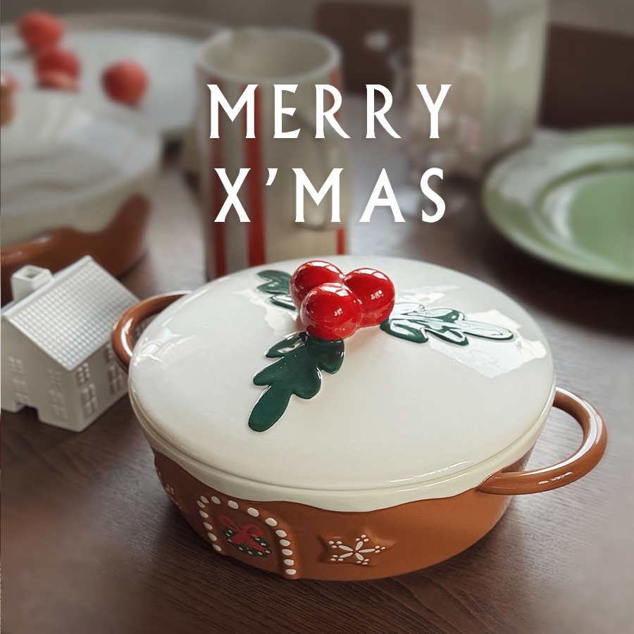 ｛常花小徑｝聖誕系列三款雙耳鍋 調料瓶 聖誕氛圍質感鍋子 聖誕節  陶瓷湯鍋 雙耳湯鍋 聖誕禮物 調味瓶