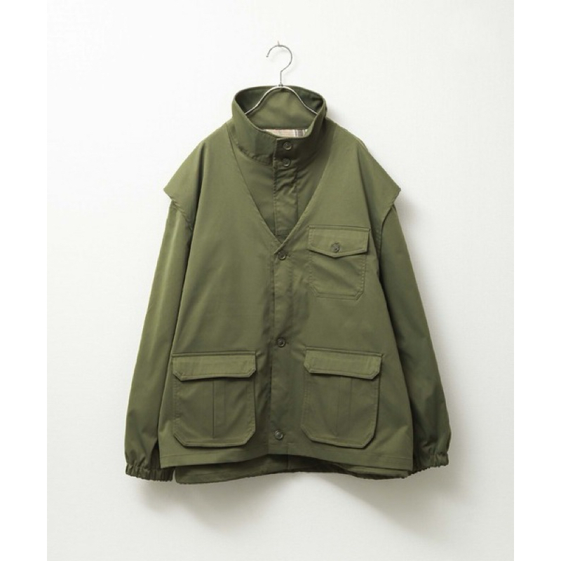 『全新現貨』日本UNCORD英式軍裝風夾克 狩獵束腰3WAY夾克背心外套 橄欖色綠色內裏格紋長袖外套 無袖復古背心