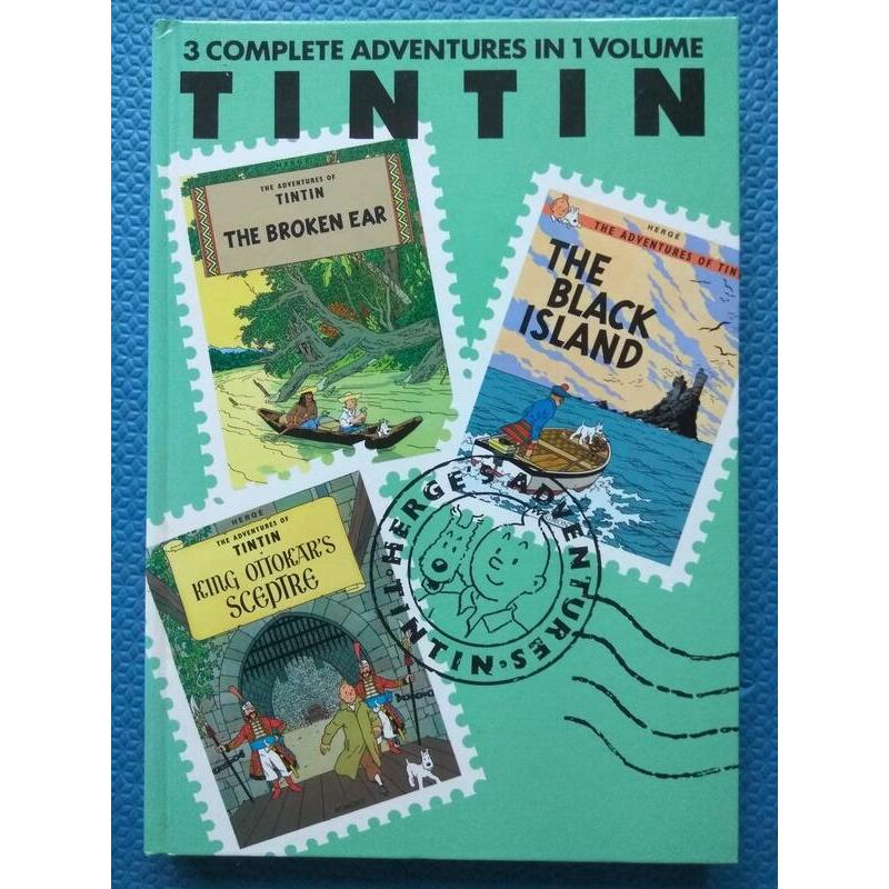 丁丁歷險記The Adventures of Tintin:6破損的耳朵,7黑島,8奧托卡王的權杖,三合一英文版漫畫