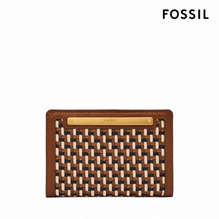 【FOSSIL 官方旗艦館】Liza 輕巧型真皮短夾-棕色編織 SL10040249