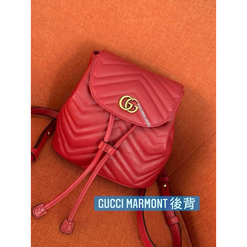 Gucci Marmont 紅色復古雙G後背包