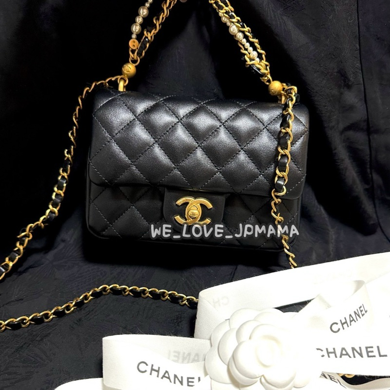 香奈兒 chanel 24P 方胖子 珍珠方胖 珍珠鏈帶 珍珠提把