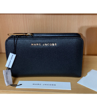 Marc Jacobs 金屬Logo MJ魚子醬中夾/黑色牛皮，正品全新