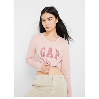 Gap 女裝Logo純棉圓領長袖T恤-粉紅色 755802