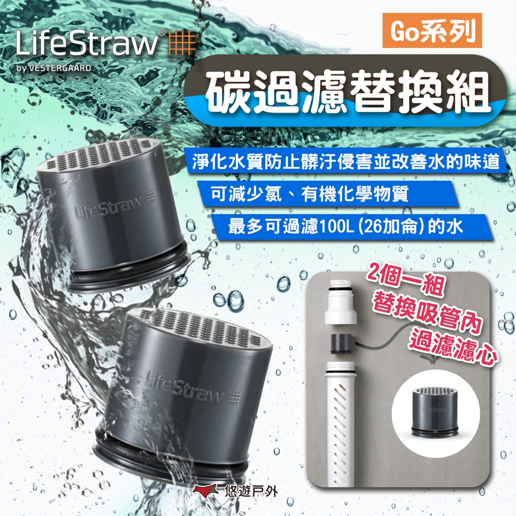 【LifeStraw】Go 碳過濾替換組 (一組2入) 活性碳 濾心 濾水 碳過濾 淨水瓶 配件 露營 悠遊戶外