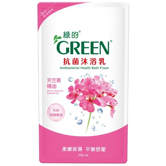 綠的GREEN 抗菌沐浴乳補充包700ml-天竺葵精油