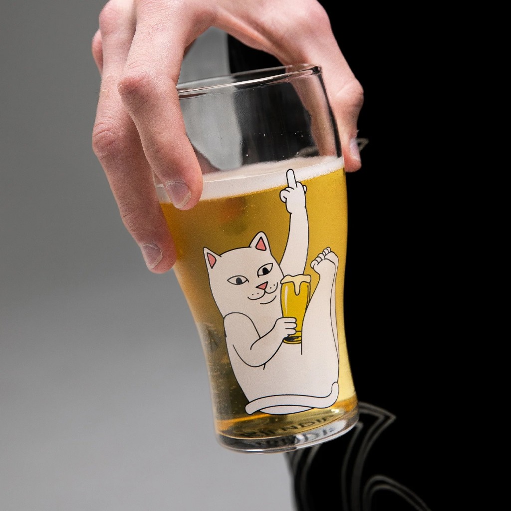 RIPNDIP HALF FULL BEER GLASS 啤酒杯 玻璃杯 中指猫 台灣總代理-ALL