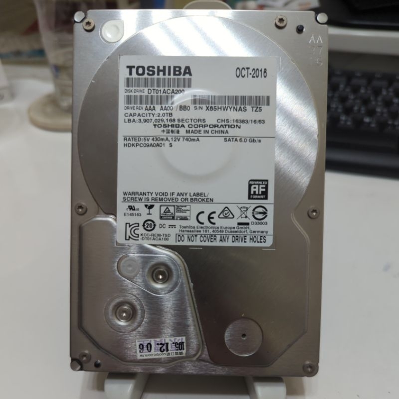TOSHIBA 東芝 硬碟 3.5吋 2TB 中古 二手 良品 過保 SATA 3