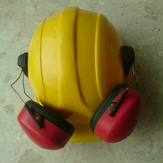 工程帽附安全降噪隔音（紅耳罩）