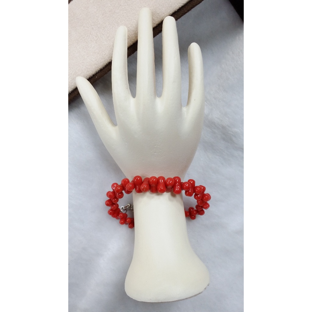 天然寶石紅珊瑚八字型(一路發)手鍊