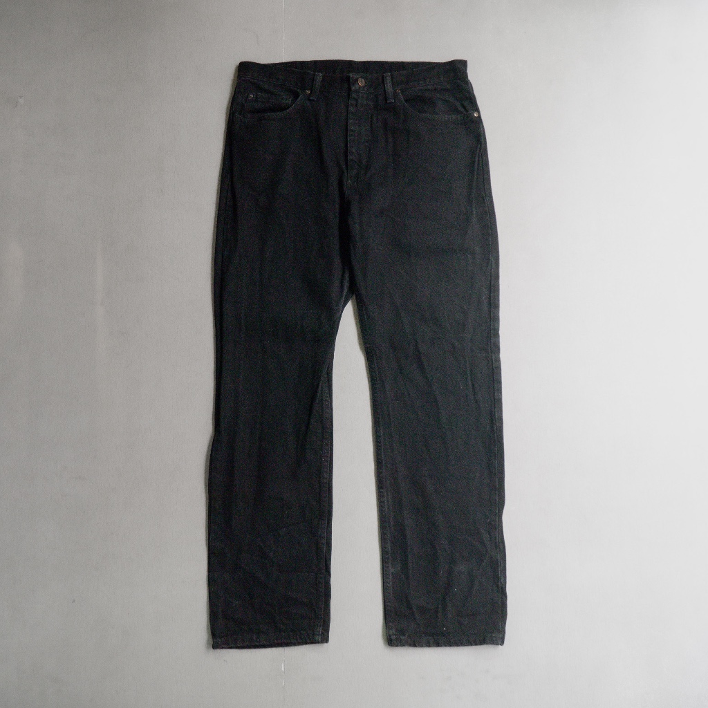 《白木11》 90S WRANGLER DENIM PANTS 美國 黑色 刷色 水洗 丹寧 直筒 長褲 C