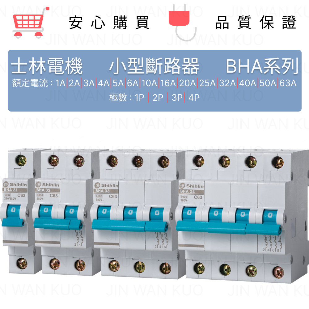 士林電機 小型斷路器 BHA系列 1P、2P、3P、4P  C型