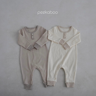 Peekaboo 拼條紋棉質連身衣《現+預》｜寶寶衣服 嬰兒衣服 新生兒衣服 女寶包屁衣 寶寶髮帶 韓國童裝