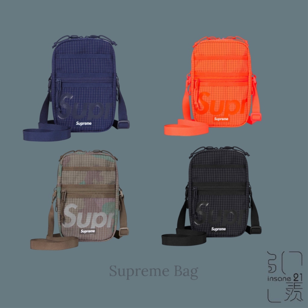 SUPREME SHOULDER BAG 經典LOGO 網格 反光 拉鍊 側背包 小包 共四色【Insane-21】