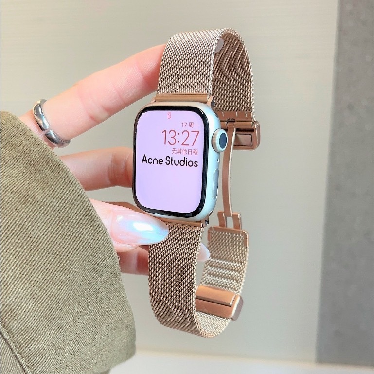 折疊扣 磁吸錶帶 適用 Apple Watch 9 錶帶 8 7 6 5 SE