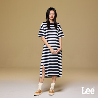 Lee 條紋休閒長版洋裝 深藍 LB401001179