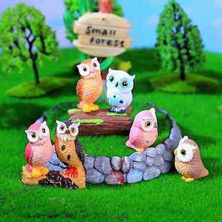 🌻多樂🌻園藝微景觀擺件動物貓頭鷹公仔 苔蘚多肉造景盆栽植物生態瓶裝飾 居家辦公室桌上汽車療癒擺飾 場景佈置