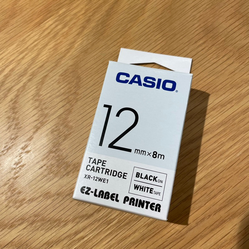 CASIO標籤機色帶/ 白底黑字/ 12mm/ XR-12WE1