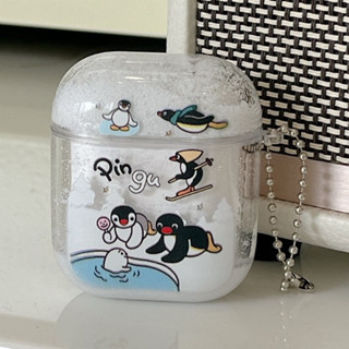 ins企鵝滑雪 卡通 AirPods保護殼 耳機保護盒 適用airpodspro2 /AirPods新3代4代 流沙