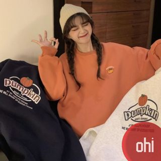 【ohi】大學t 衛衣 長袖長t 衛衣 素色 百搭情侶男女 女裝寬鬆刷長袖上衣女長T 上衣(GYTT3093)