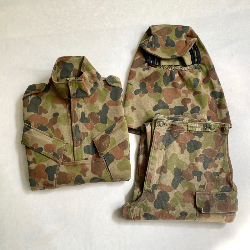 澳洲公發 Aus Army Chemical Suit 獵鴨迷彩 軍用 化學兵防護套裝 頭罩 上衣 軍褲 vintage