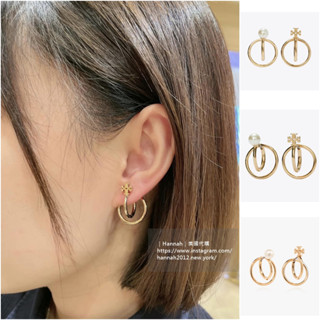 【美國正品】不對襯設計超特別 TORY BURCH 專櫃 KIRA 珍珠雙T徽標雙圈耳環 耳釘 18K鍍金黃銅