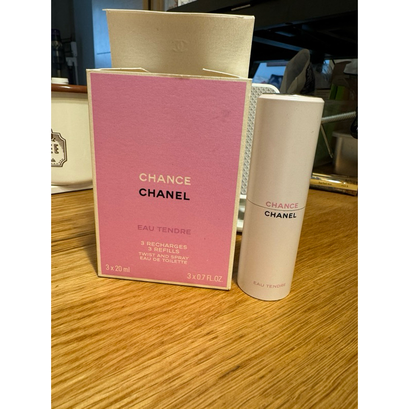 Chanel chance 粉紅甜蜜20ml 隨身補充瓶, 空瓶身，瓶底角落有小瑕疵