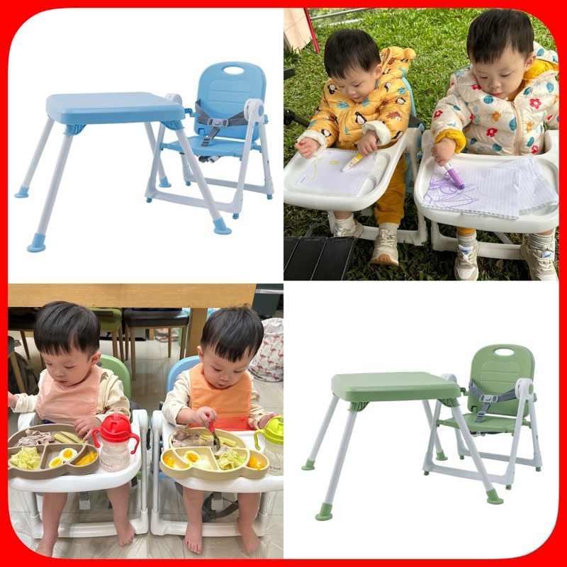 美國 ZOE 折疊餐椅+折疊收納桌 便攜式 二手 全新 椅子 桌子 餐桌 吃飯 露營 野餐 藍色 綠色 母嬰用品 外出