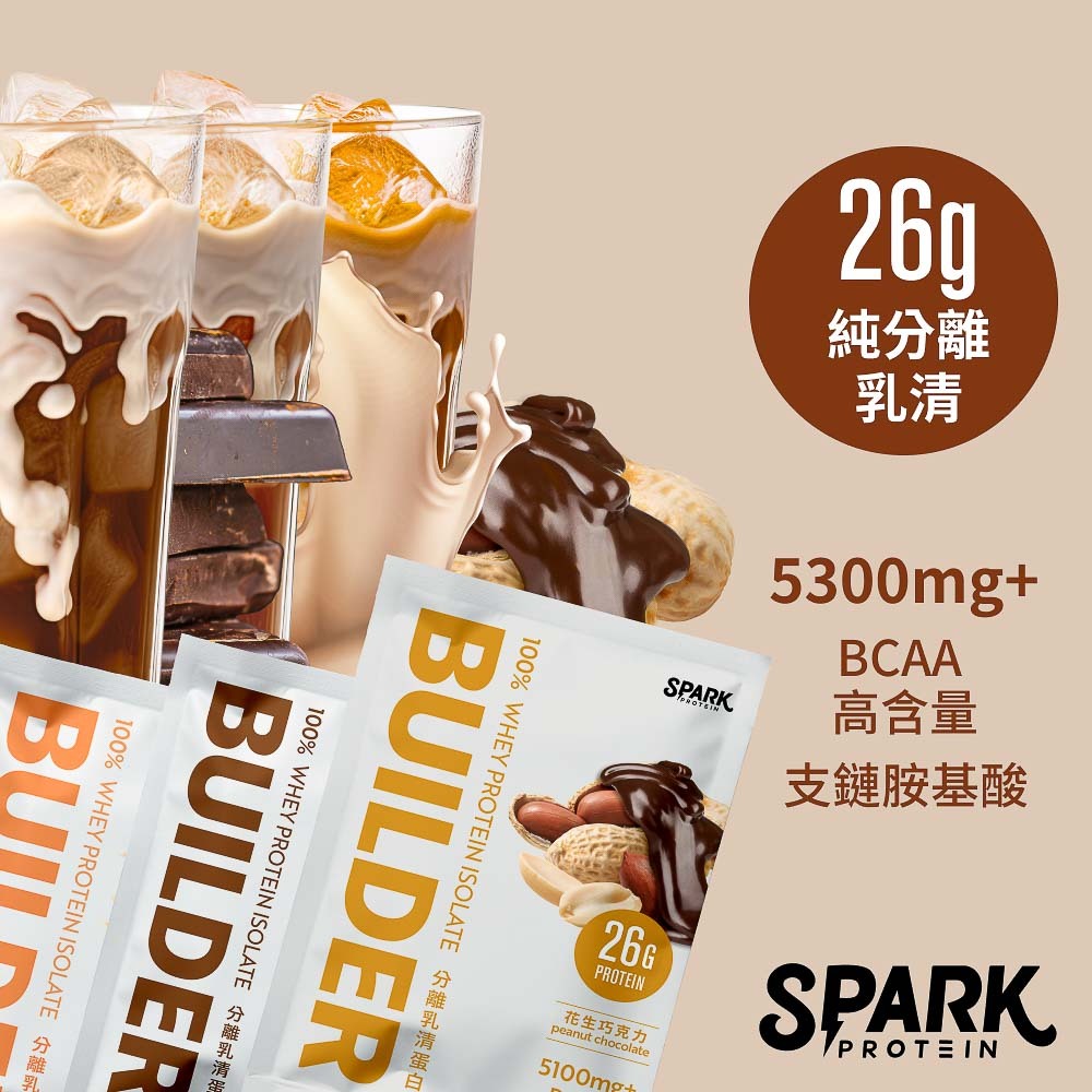 Spark Builder 分離乳清蛋白飲10入 - 黑巧克力/經典奶茶/花生巧克力｜分離乳清 健身 高蛋白 乳清蛋白