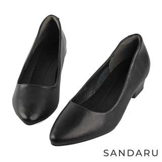 山打努SANDARU-跟鞋 真皮尖頭素面低跟包鞋 大尺碼