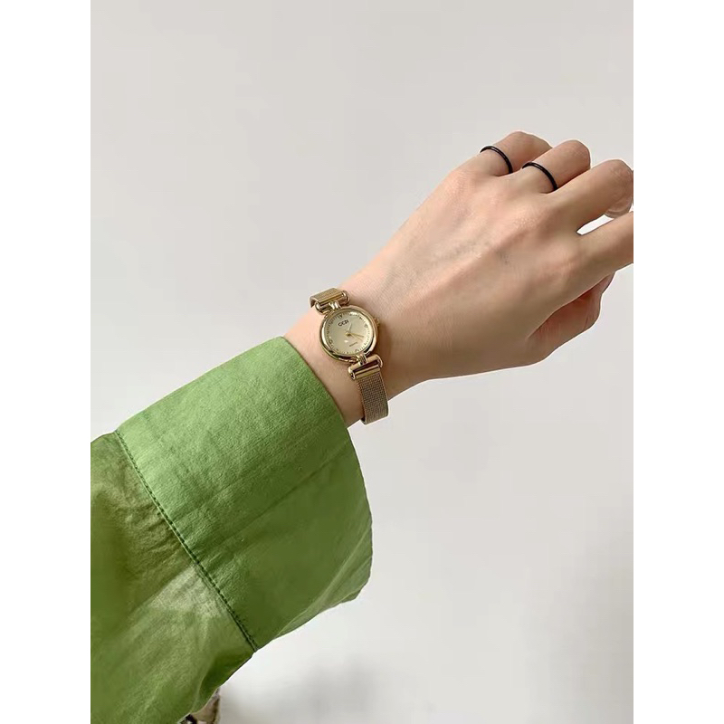 全新GEDI金色手錶 復古金屬錶帶 鋼帶 生活防水 有電 圓盤直徑22mm 厚7mm 錶帶寬度10mm