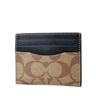 COACH 男款 緹花LOGO防刮名片/證件夾-卡其黑 【美國正品現貨】