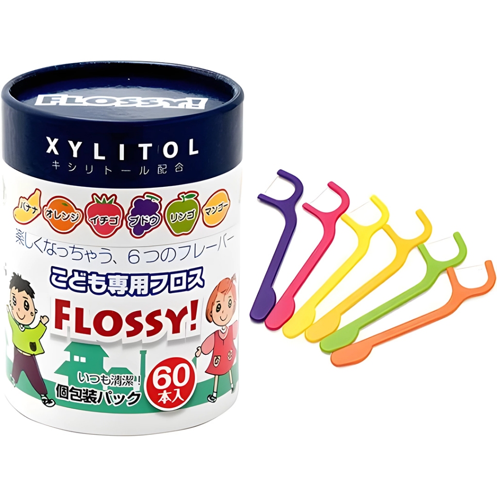 日本FLOSSY 兒童 水果 牙線 60入 獨立包裝