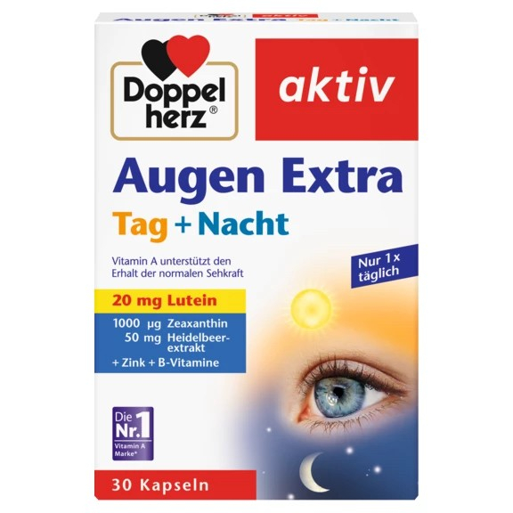 🇩🇪德國DM直送🇩🇪Doppelherz雙心牌 Augen Extra Tag+Nacht 葉黃素 日夜加強版 30粒