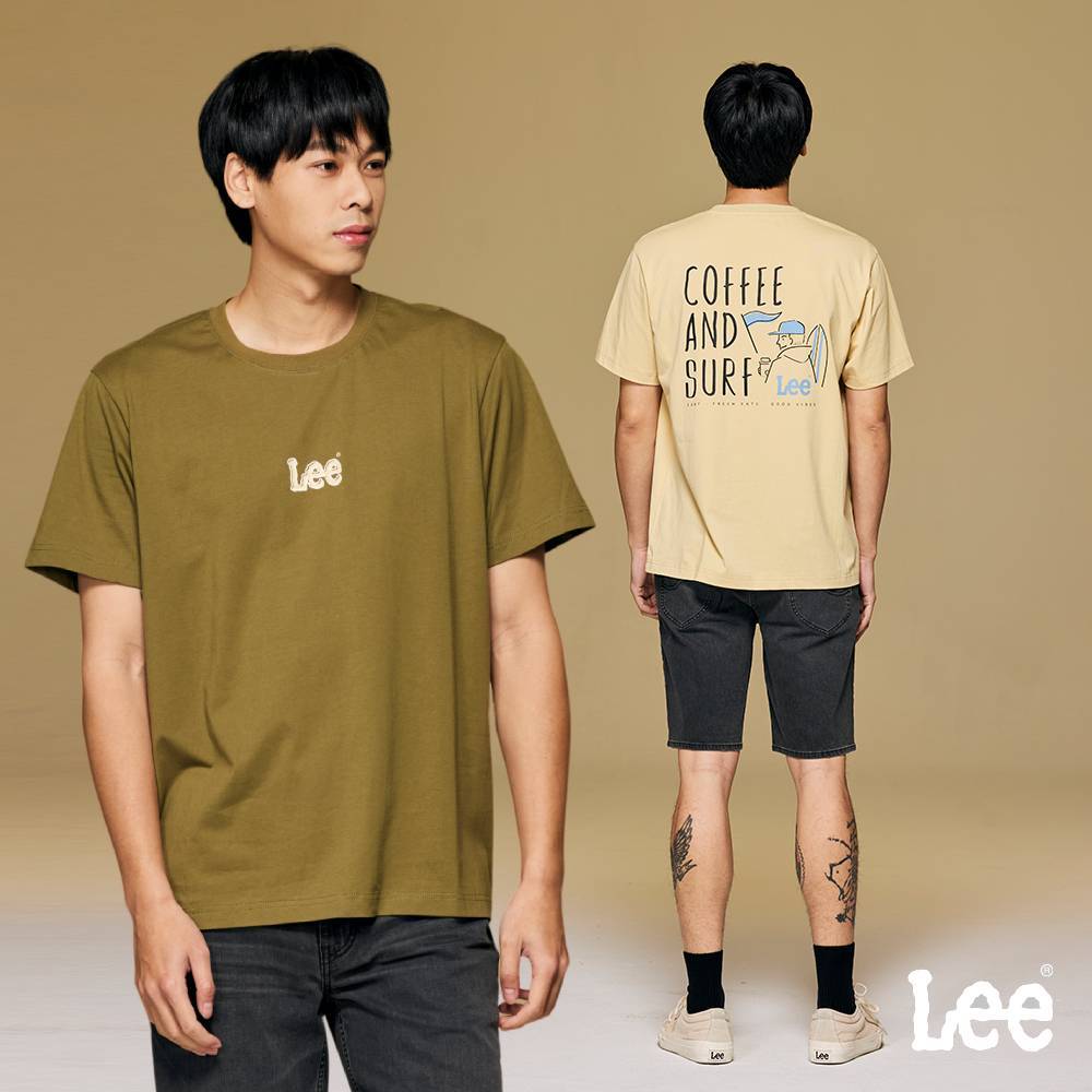 Lee COFFEE AND SURF寬鬆短袖T恤 男 欖綠 卡其 LB402020