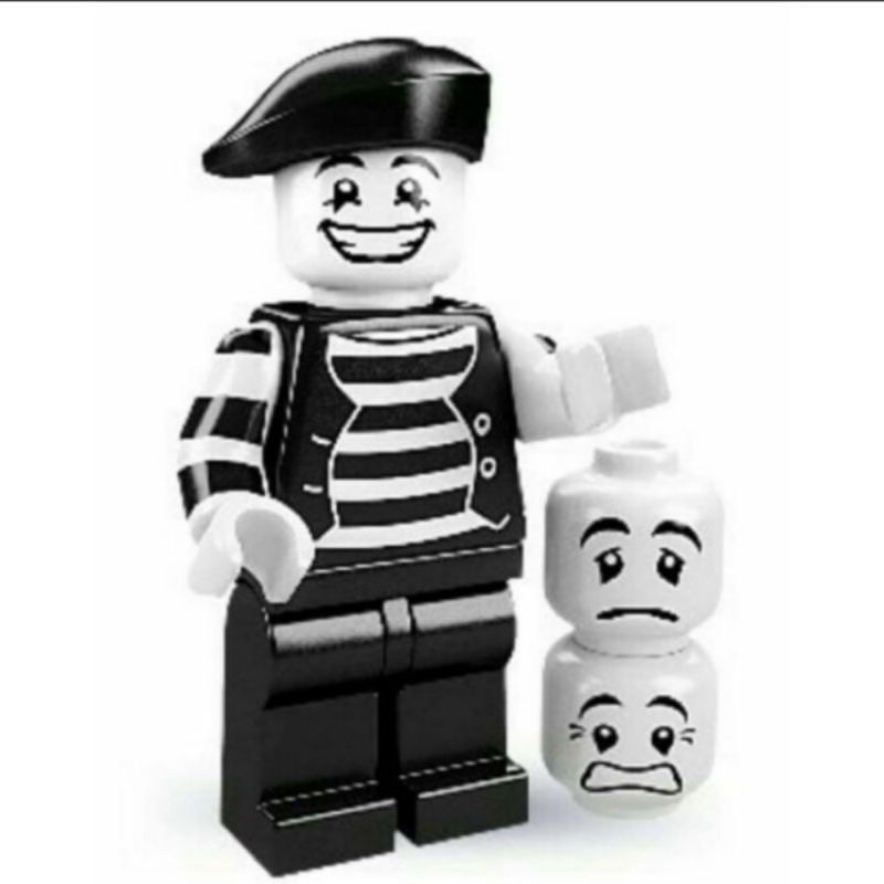 樂高 LEGO 人偶包 8684 黑白 默劇演員 散包