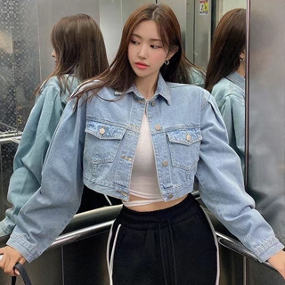 【nine韓系服飾】韓國現貨ADD挺版短版牛仔外套 外套 百搭外套 上衣 女裝 淺藍、深灰、黑