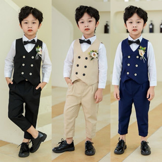 達通臺灣現貨》雙排扣西裝 中小童西裝套裝 表演禮服 幼兒園畢業禮服 婚禮花童禮服 男童西裝背心長褲 兒童西裝 過年童裝