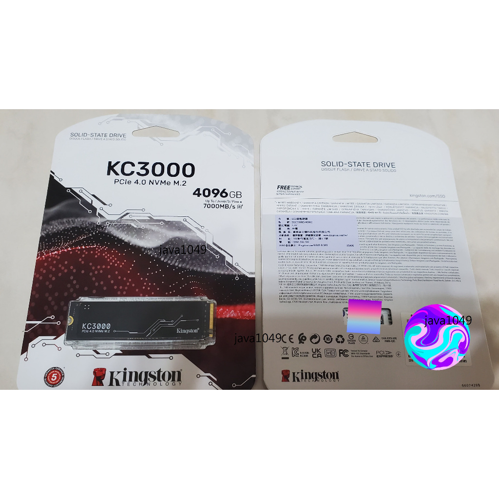 Kingston金士頓 KC3000 4TB [全新] M.2 PCIe Gen4x4 SSD固態硬碟
