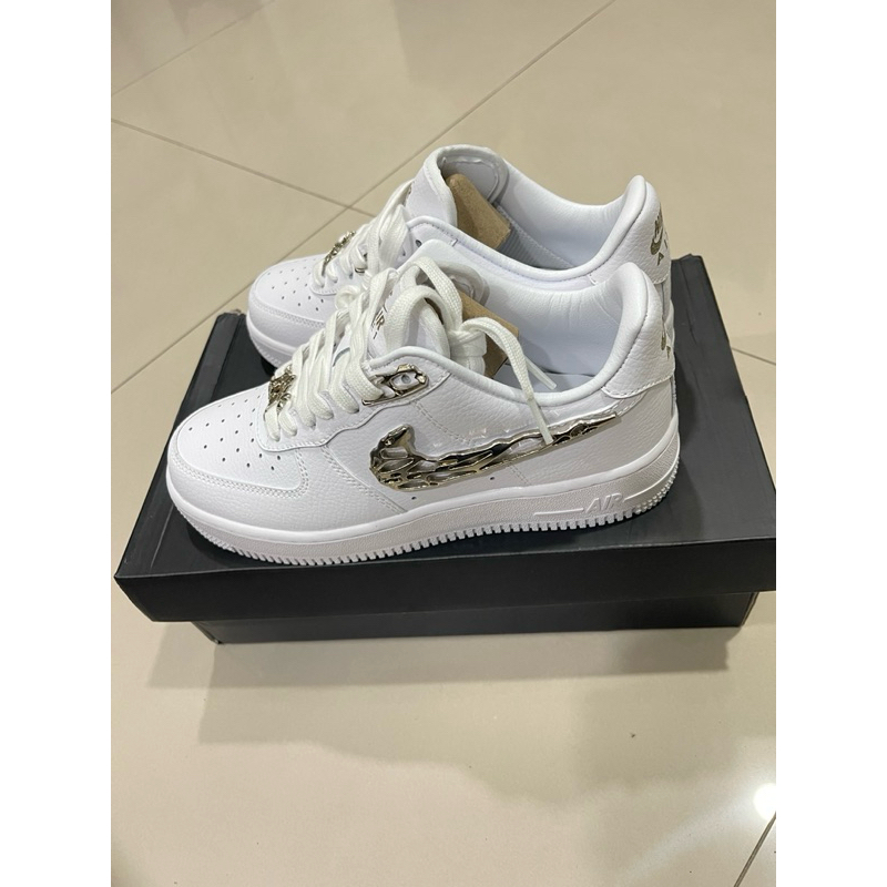 現貨Nike Air Force 1 Molten Metal 液態銀 白色金屬勾 （24碼）FV3616-101