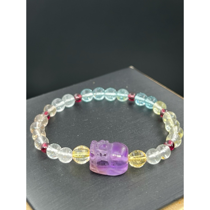 紫水晶貔貅｜托帕石 設計款手珠