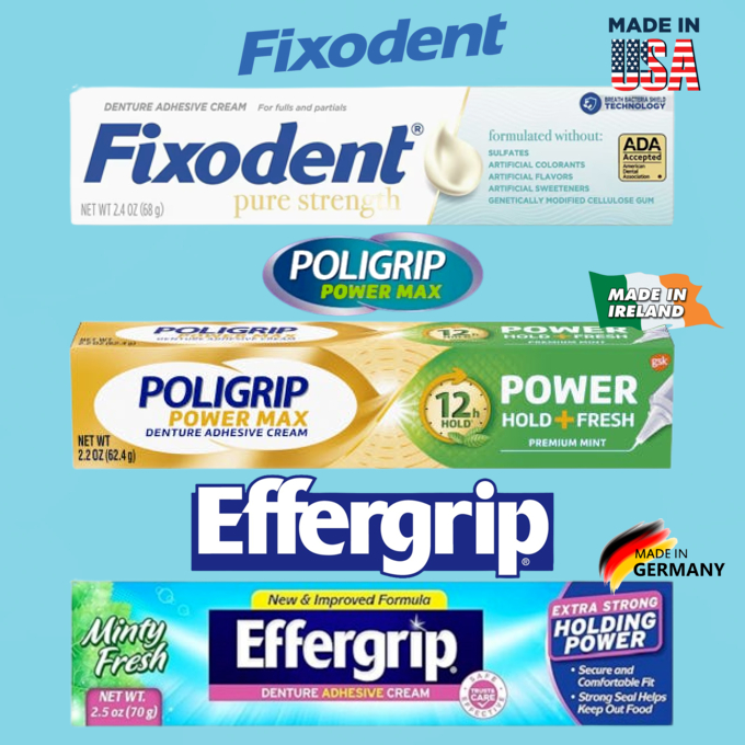 🔥特賣!衝評價🔥美國三大名牌 Fixodent , Poligrip &amp; Effergrip 超黏固定 假牙黏著劑